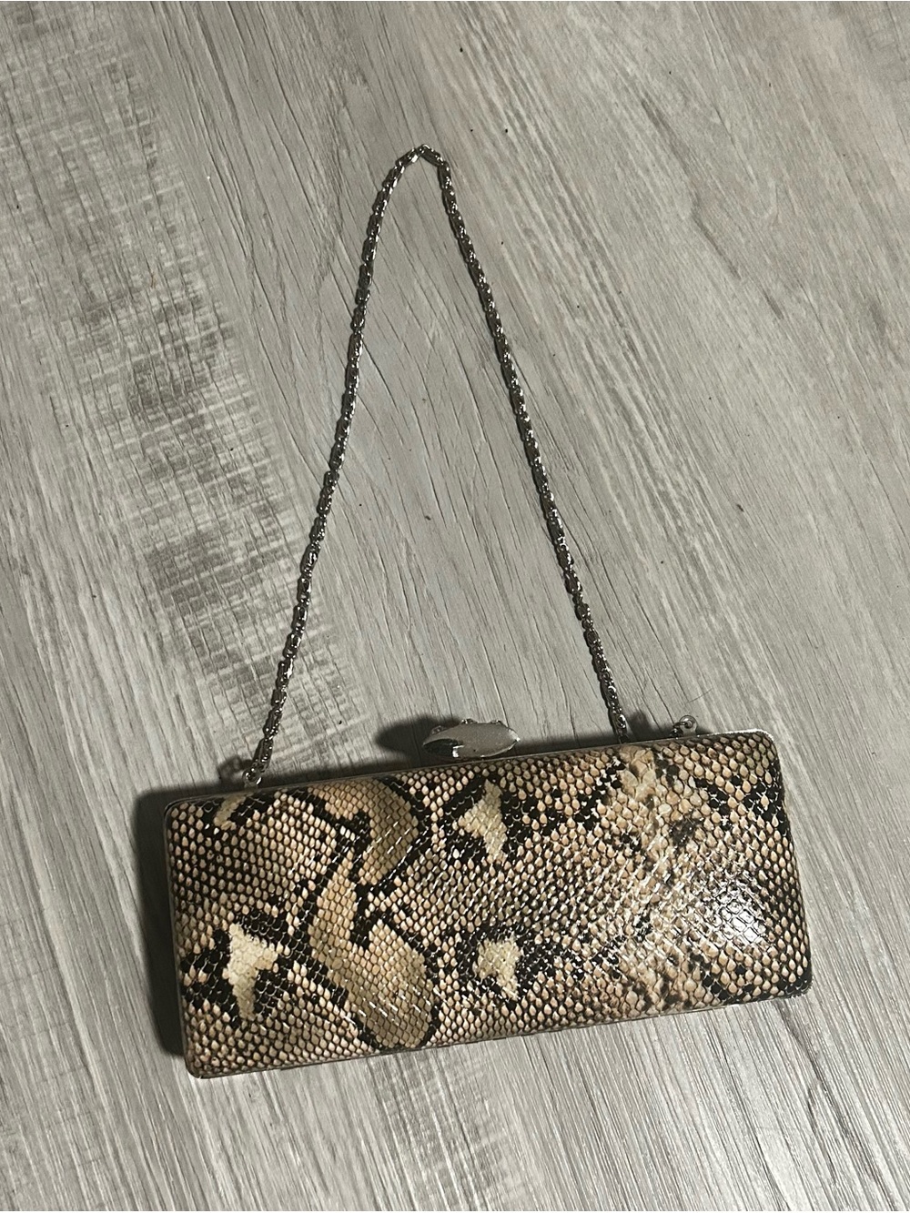 Snake-Print Evening Clutch Bag